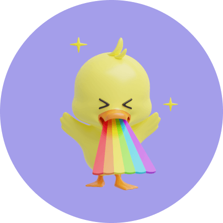 Duck barfing rainbows with stars